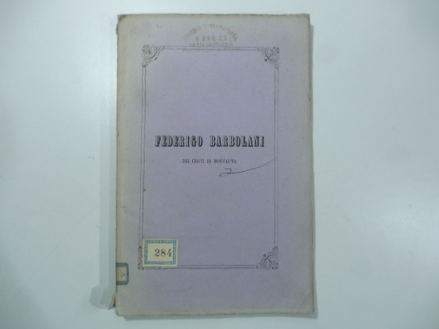 Federigo Barbolani dei conti di Montauto. Ricordo